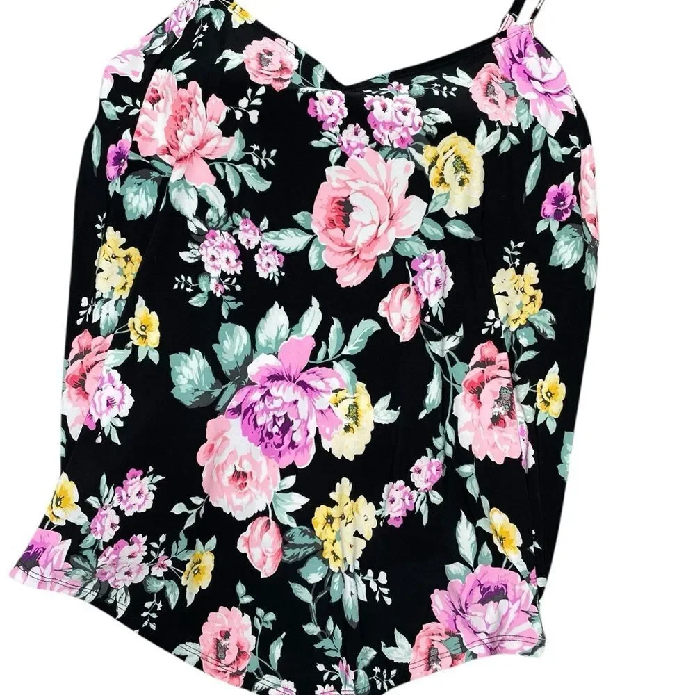 AMERICAN BEACH X MAURICES Floral Tankini Flattering Black Size Large / XL